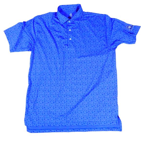Turtleson Tour Performance Ballen Isles Golf Polo Shirt Paisley Blue Mens Large - Picture 2 of 7